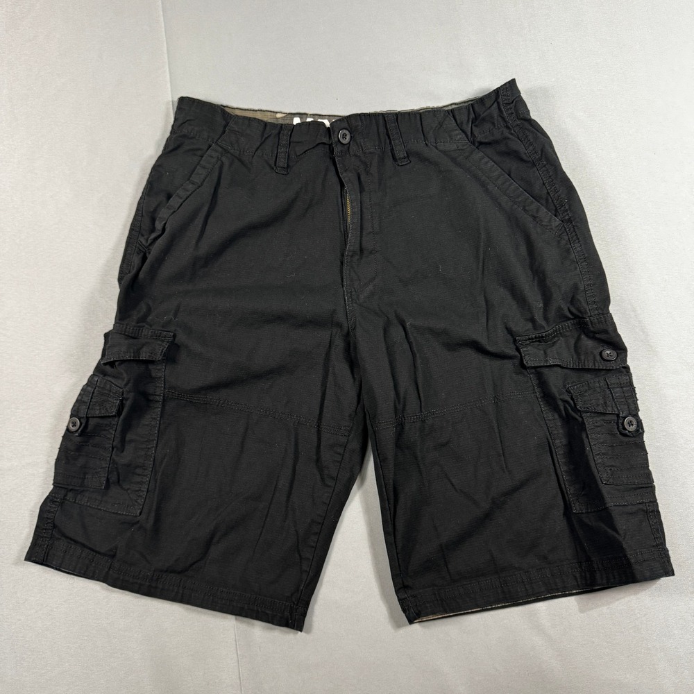 Monument Mens Black Cargo Shorts Size 34 Utility Multi Pocket Stretch Cotton